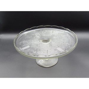 Vintage Jeannette Glass Co. Clear Depression Glass Cake Stand Harp Pattern 4 1/2